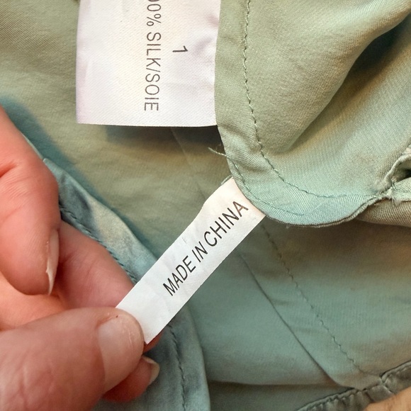 Nougat London 100% Silk Sage Green V-Neck Cami Tank Top Sz 1 - Picture 6 of 7